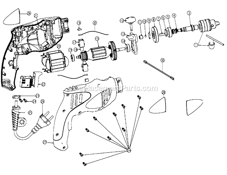 Black and Decker HD400-AR (Type 3) 480w 3/8 Hammerdrill Power Tool Page A Diagram
